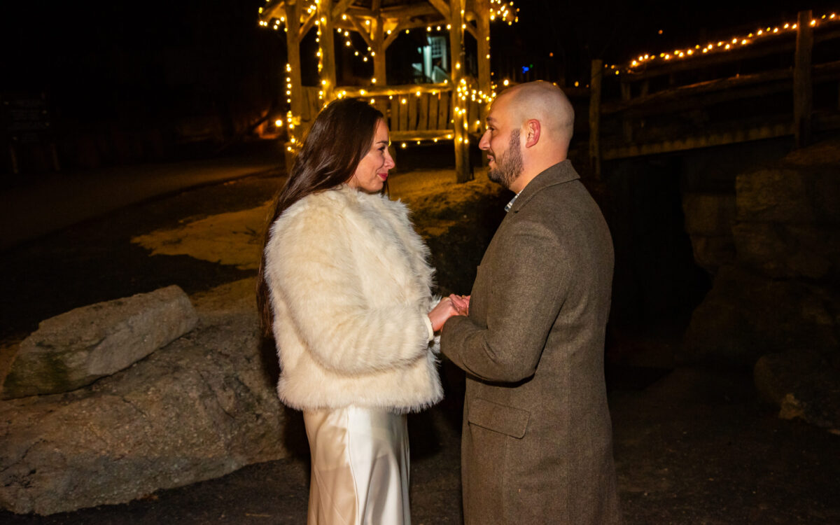 A new proposal at sunset overlooking the Mohonk Mountains